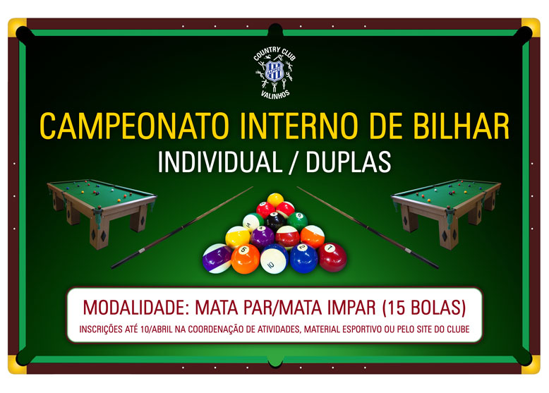 BILHAR (SNOOKER) modalidades e materiais 